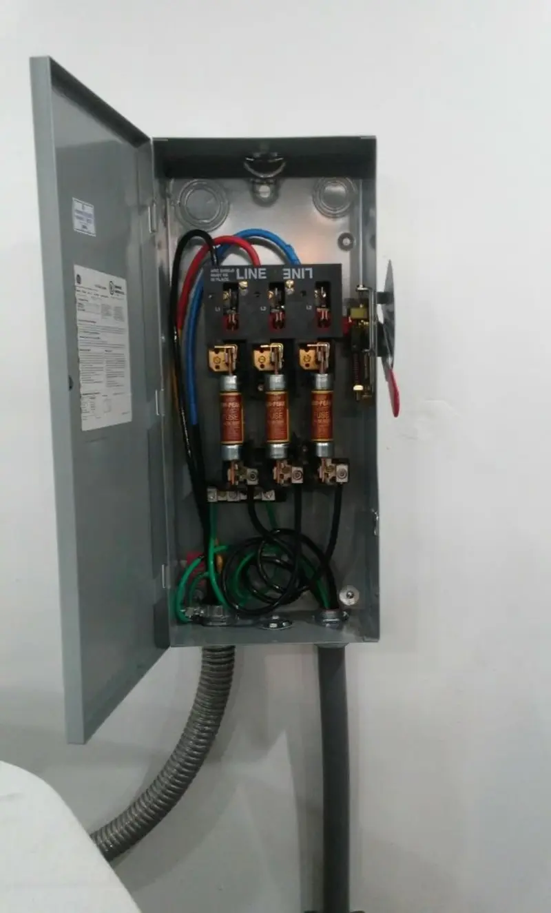 Three-phase disconnect switch installed for Electrical Wiring & Rewiring in Torrington