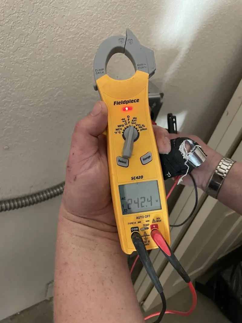 Voltage testing with clamp meter during Generator Installation in Torrington